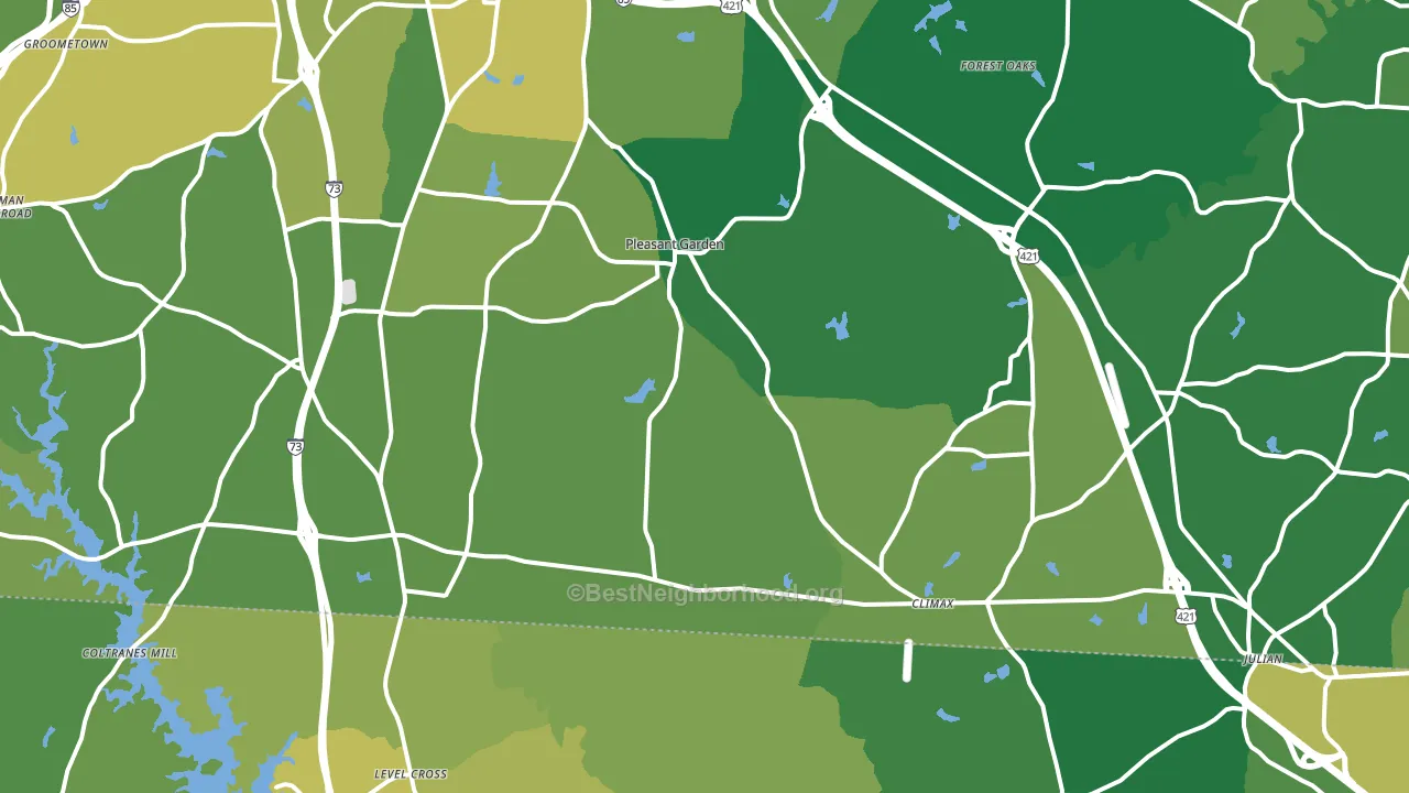 Pleasant Garden, NC block-group voter-turnout map