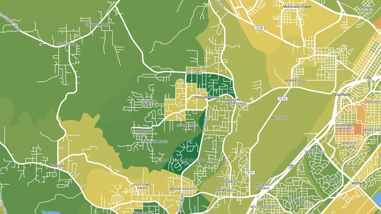Pleasant Grove, AL block-group voter-turnout map