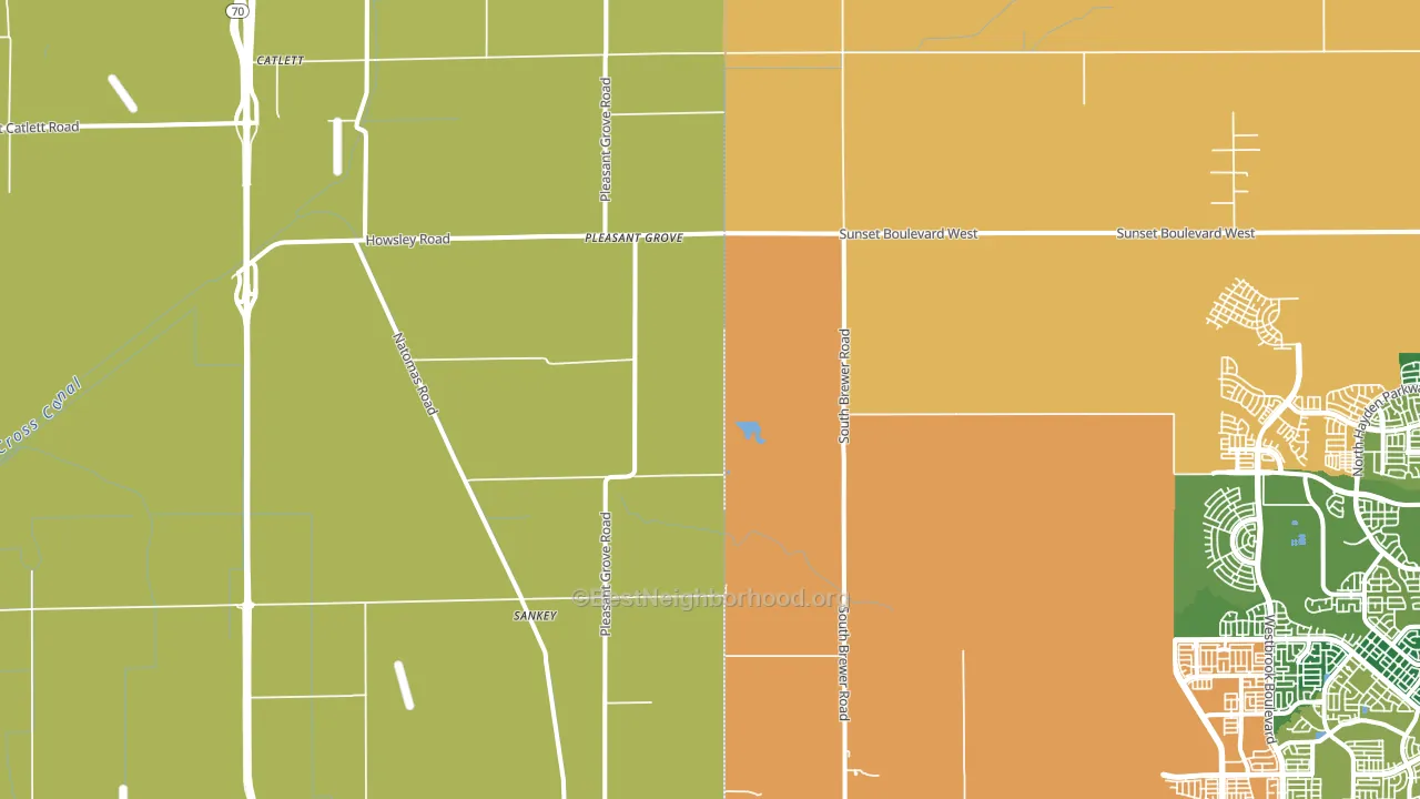 Pleasant Grove, CA block-group voter-turnout map