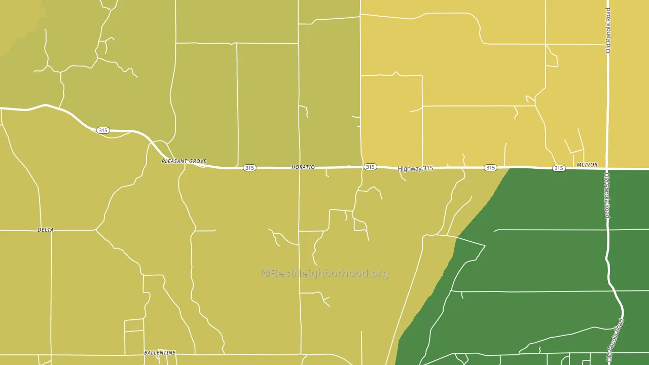 Pleasant Grove, MS block-group voter-turnout map