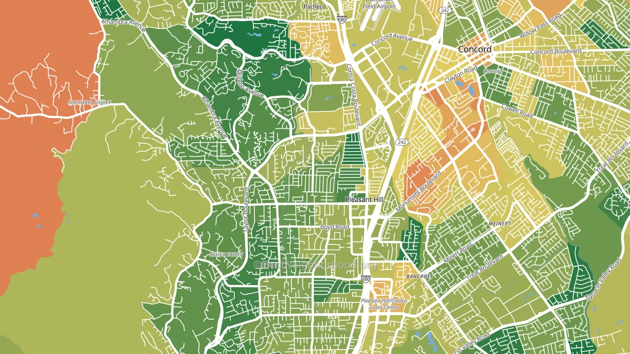 Pleasant Hill, CA block-group voter-turnout map