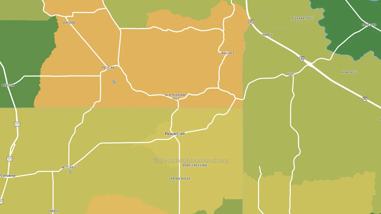 Pleasant Hill, LA block-group voter-turnout map