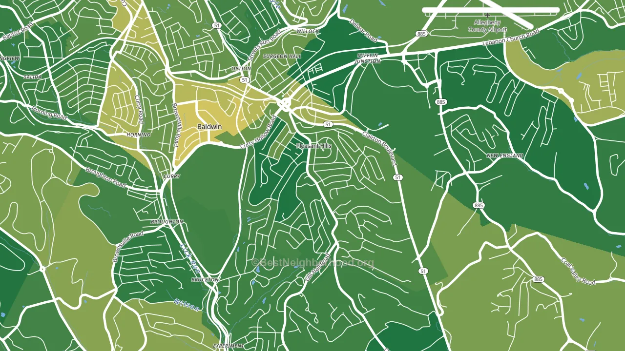 Pleasant Hills, PA block-group voter-turnout map