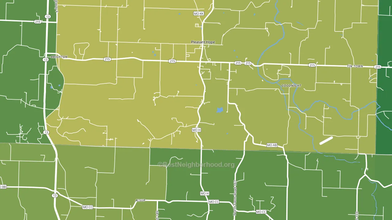 Pleasant Hope, MO block-group voter-turnout map