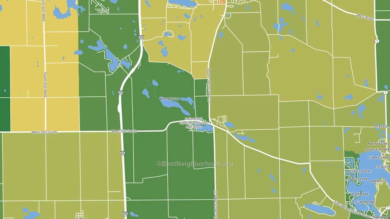 Pleasant Lake, IN block-group voter-turnout map