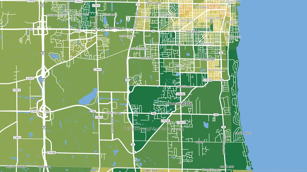 Pleasant Prairie, WI block-group voter-turnout map