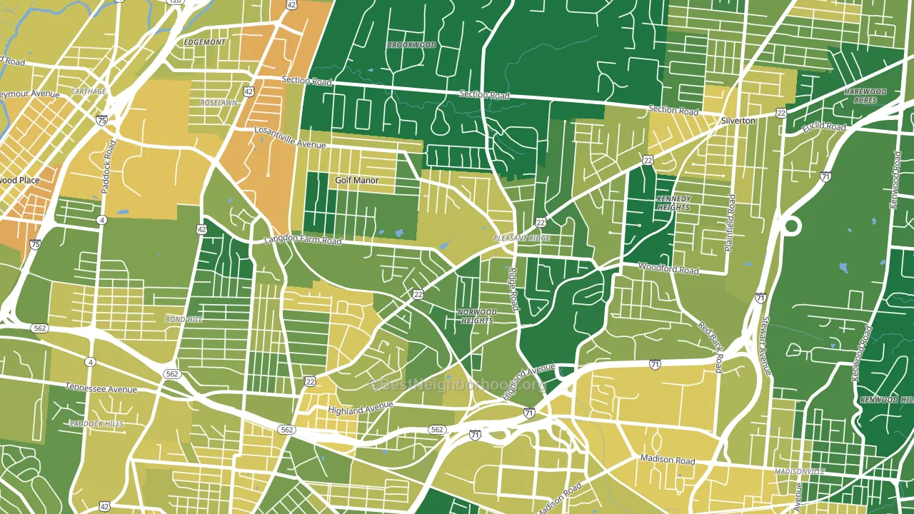 Pleasant Ridge, Cincinnati, OH block-group voter-turnout map