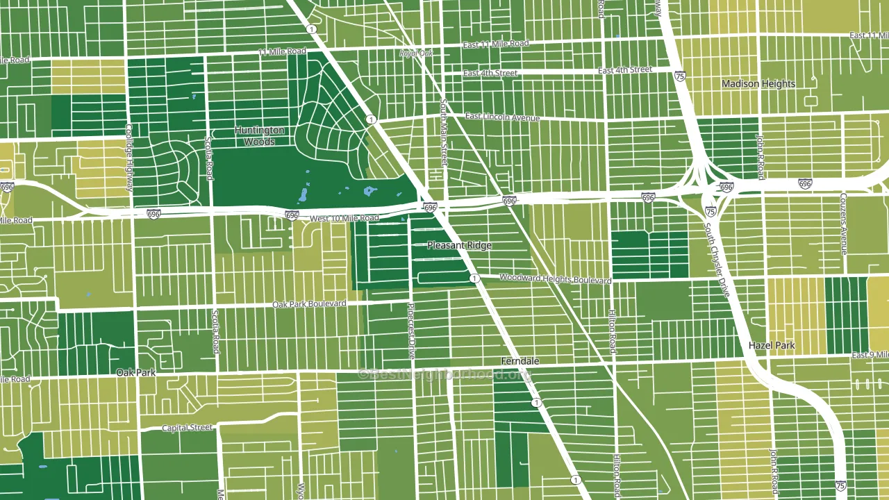 Pleasant Ridge, MI block-group voter-turnout map