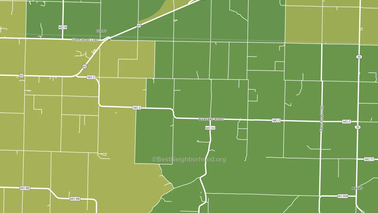 Pleasant Ridge, MO block-group voter-turnout map