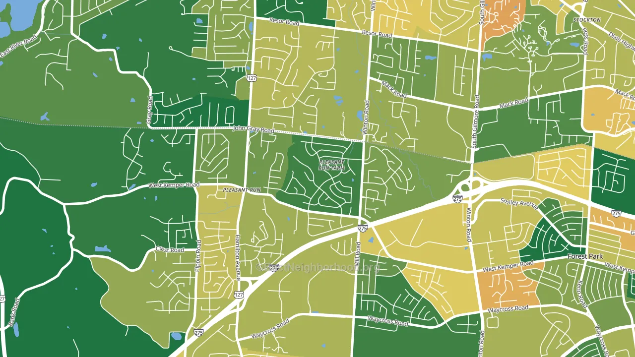 Pleasant Run Farm, Cincinnati, OH block-group voter-turnout map
