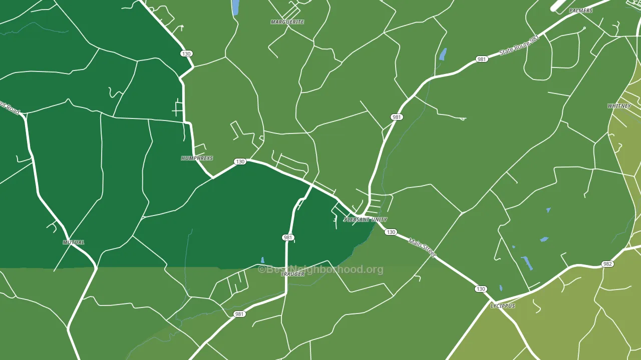 Pleasant Unity, PA block-group voter-turnout map