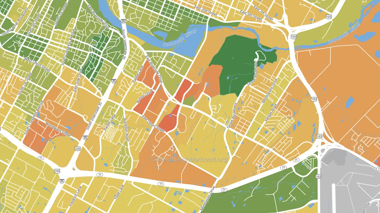 Pleasant Valley, Austin, TX block-group voter-turnout map