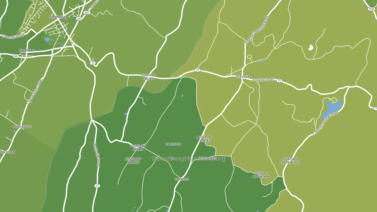 Pleasant Valley, MD block-group voter-turnout map