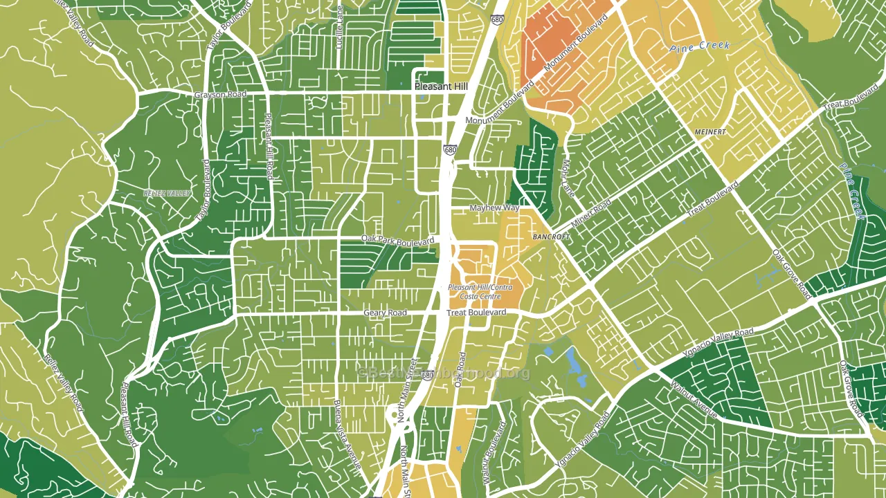 Pleasant Valley, Walnut Creek, CA block-group voter-turnout map