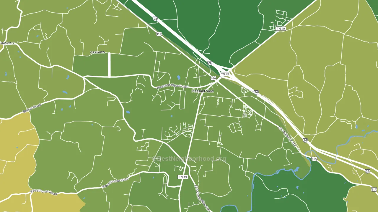 Pleasant View, TN block-group voter-turnout map