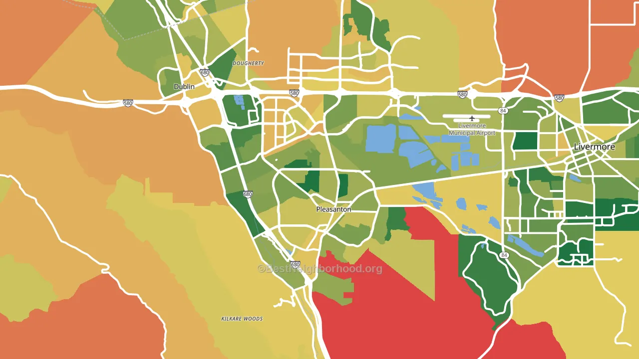 Pleasanton, CA block-group voter-turnout map