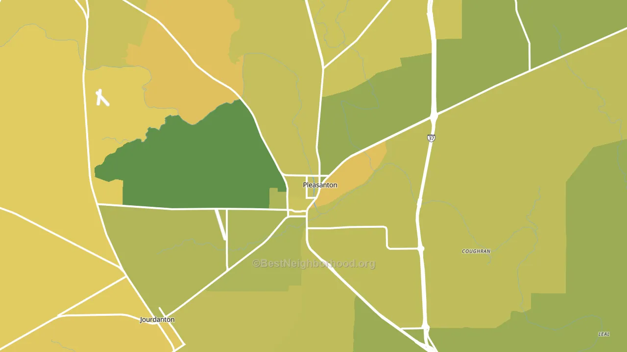 Pleasanton, TX block-group voter-turnout map
