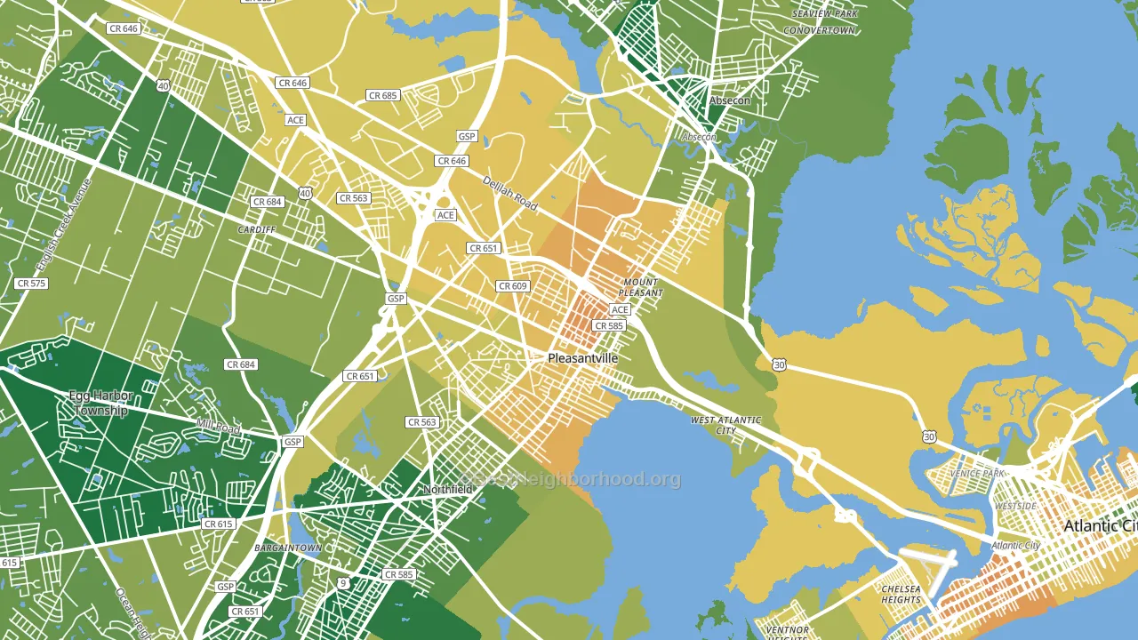 Pleasantville, NJ block-group voter-turnout map