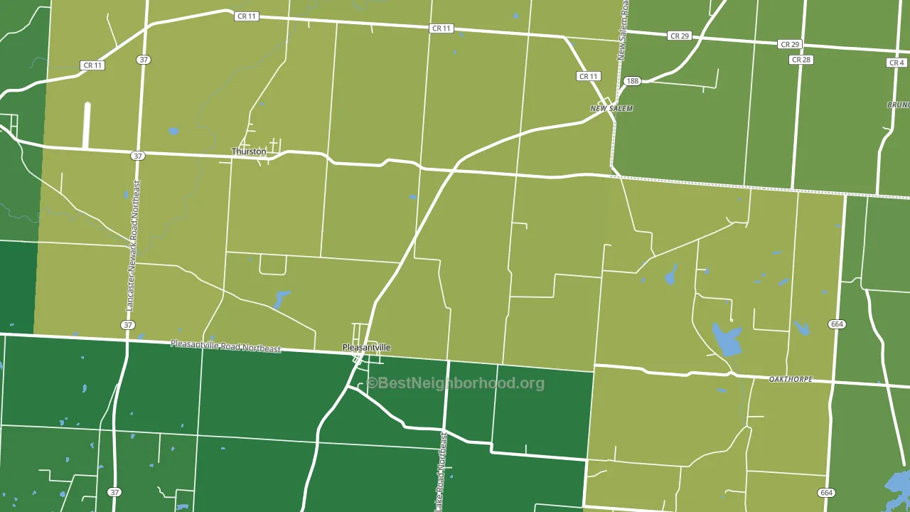 Pleasantville, OH block-group voter-turnout map