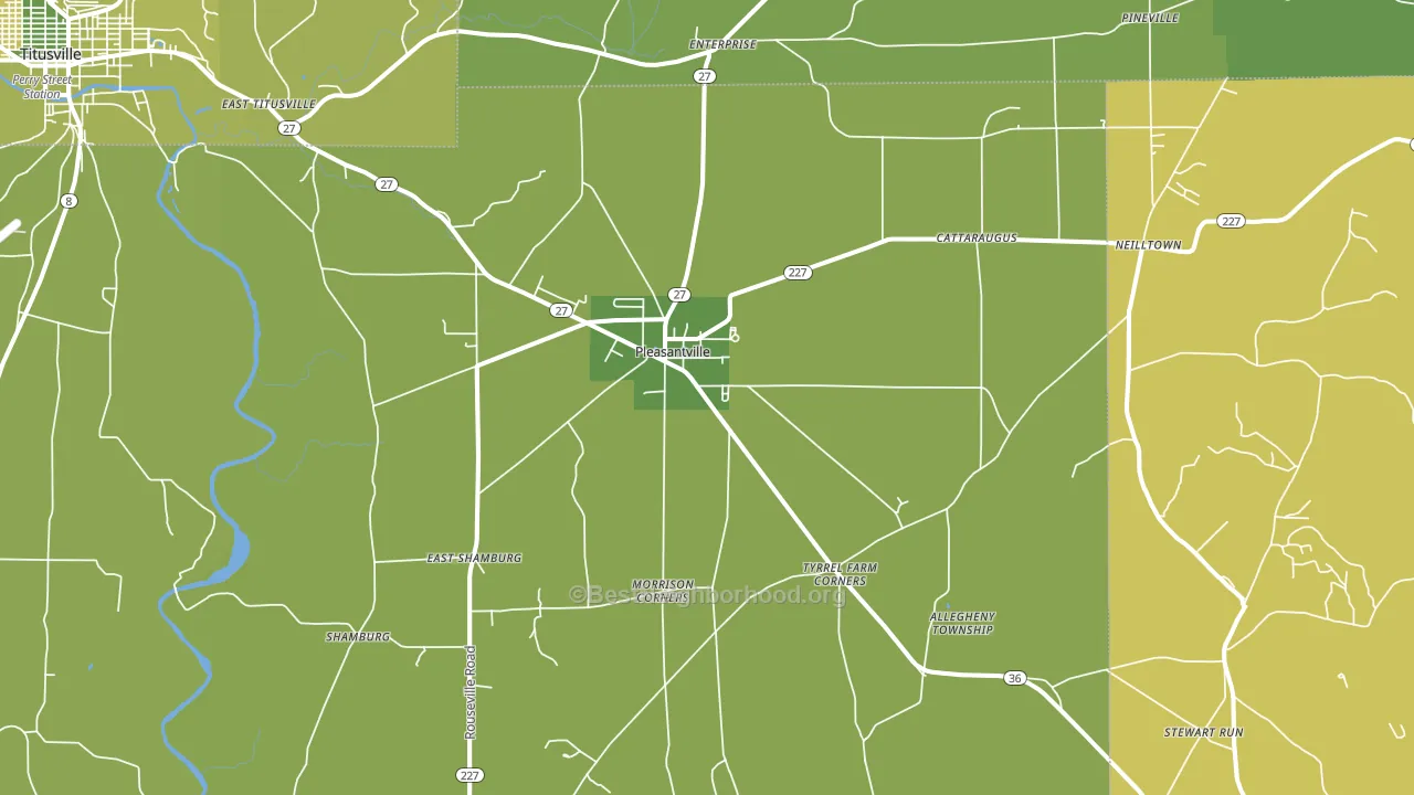 Pleasantville, PA block-group voter-turnout map