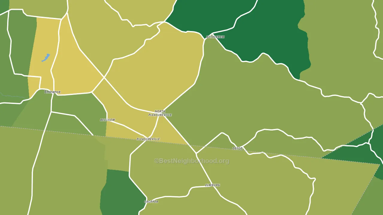 Pleasureville, KY block-group voter-turnout map