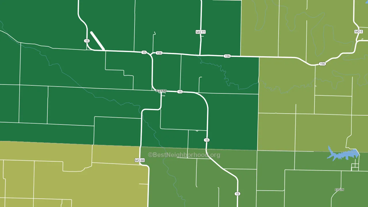 Plevna, MO block-group voter-turnout map