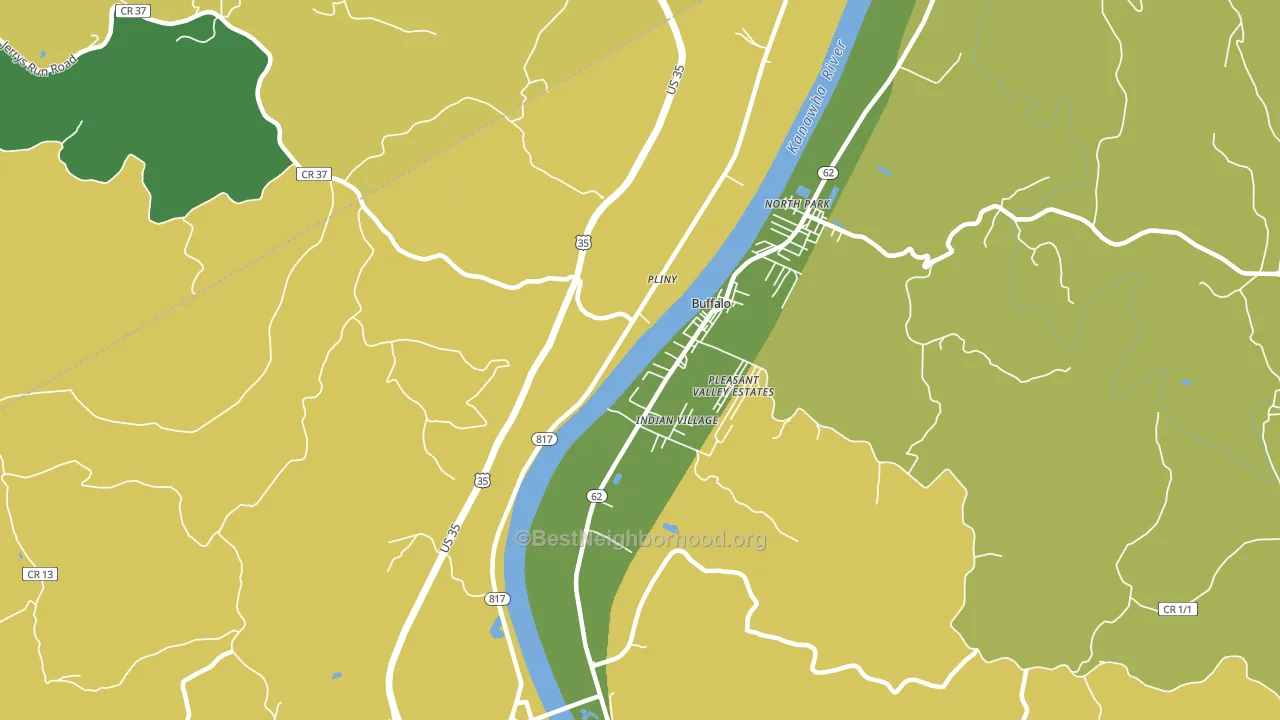 Pliny, WV block-group voter-turnout map