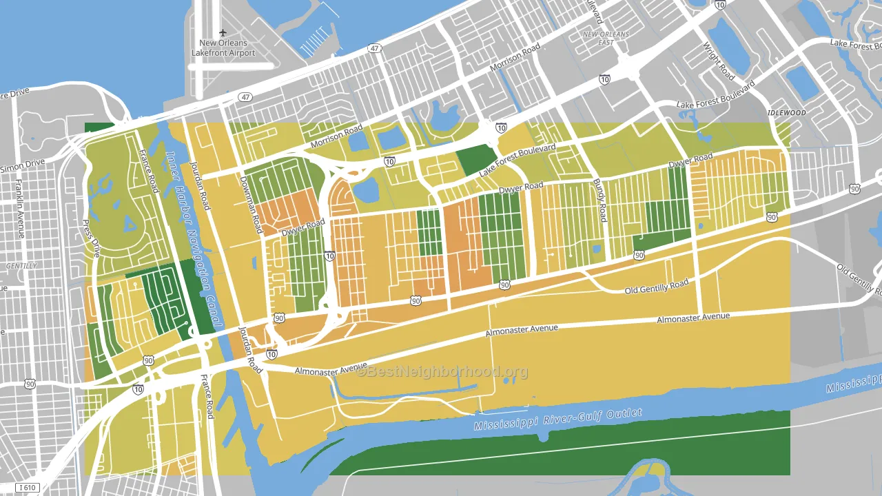 Plum Orchard, New Orleans, LA block-group voter-turnout map