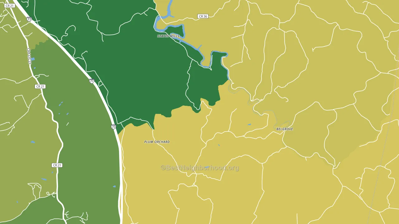Plum Orchard, WV block-group voter-turnout map