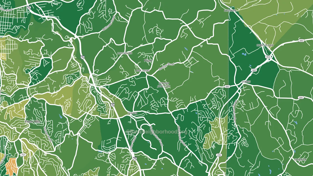 Plum, PA block-group voter-turnout map