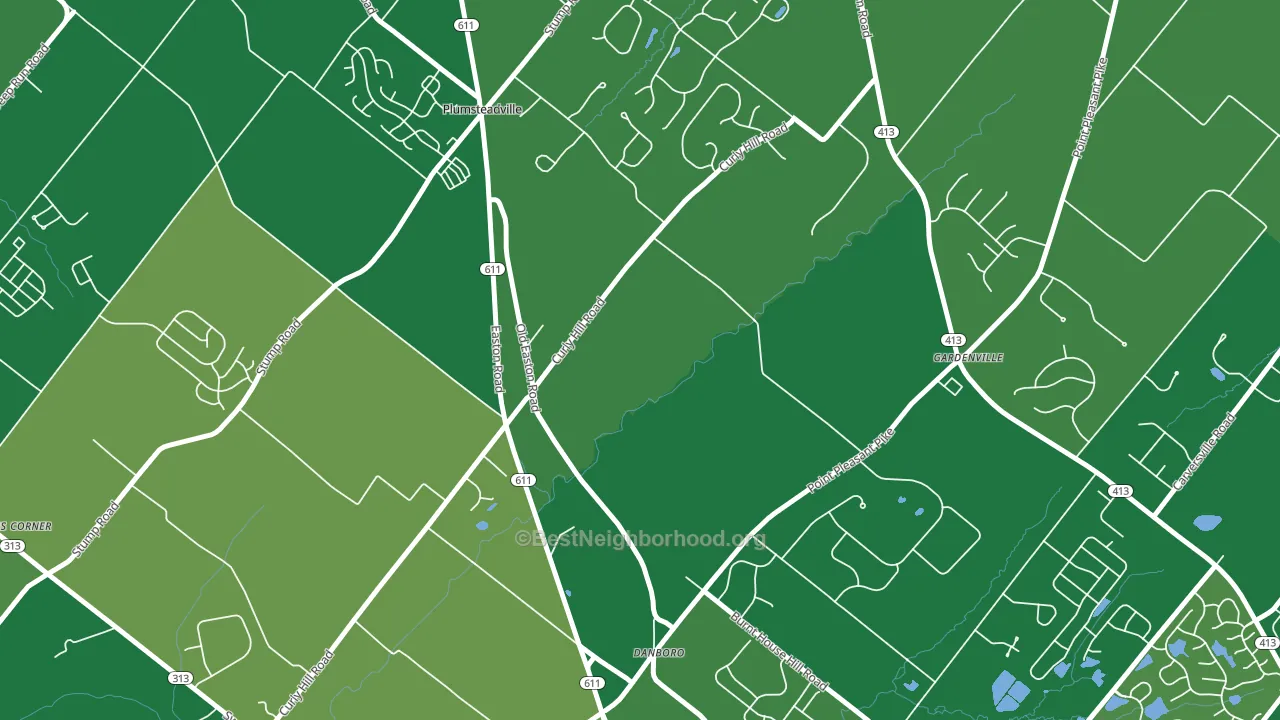 Plumsteadville, PA block-group voter-turnout map