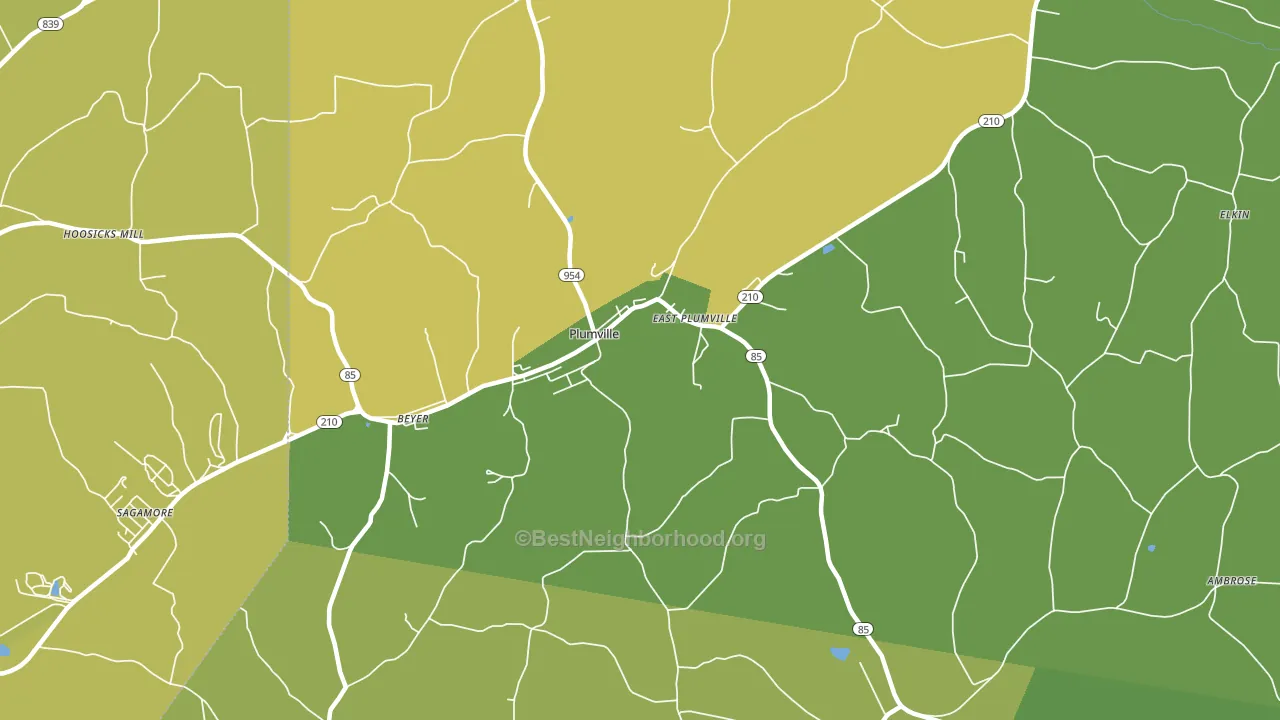 Plumville, PA block-group voter-turnout map