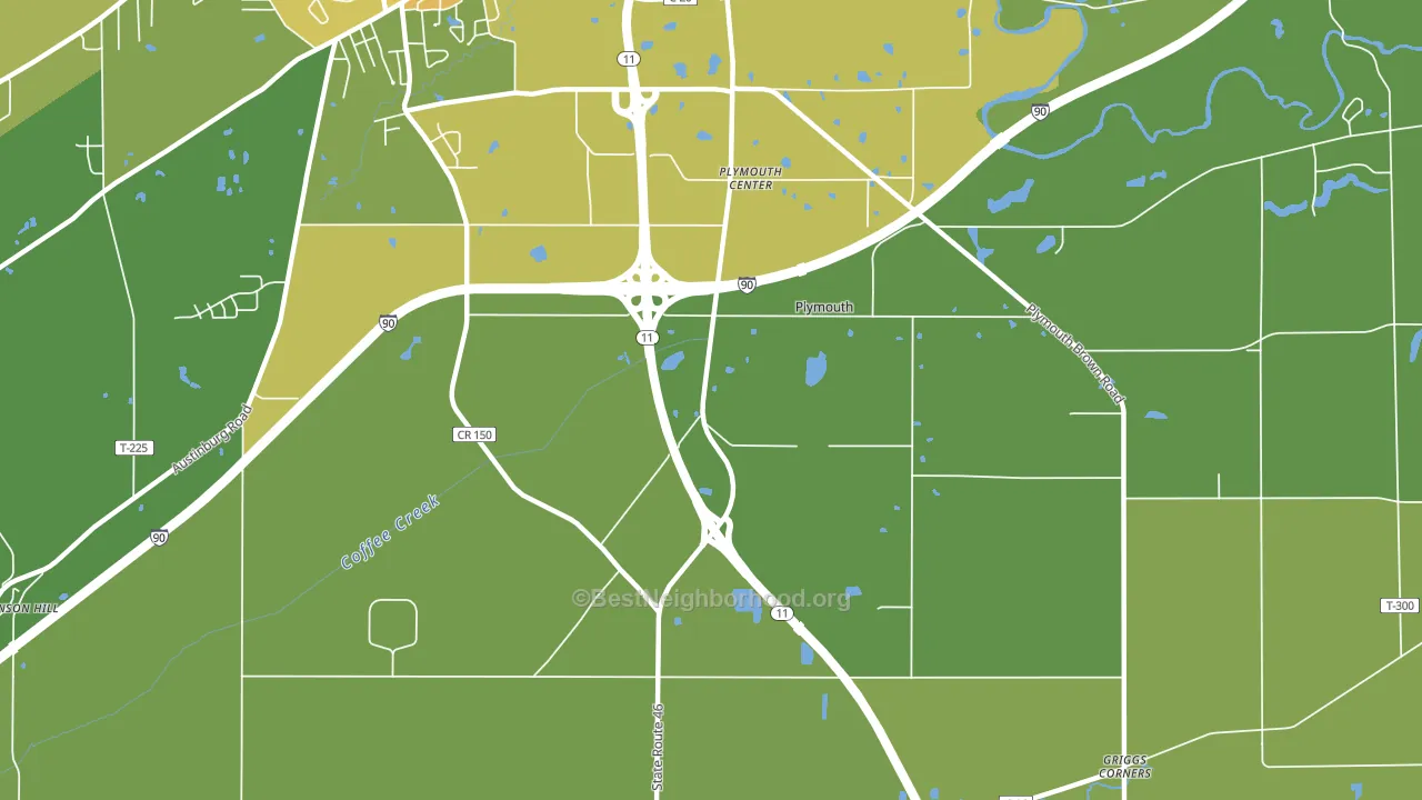 Plymouth Center, OH block-group voter-turnout map