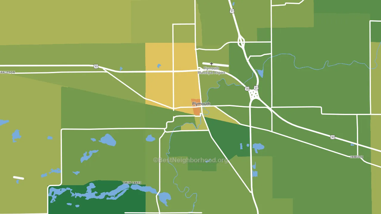 Plymouth, IN block-group voter-turnout map