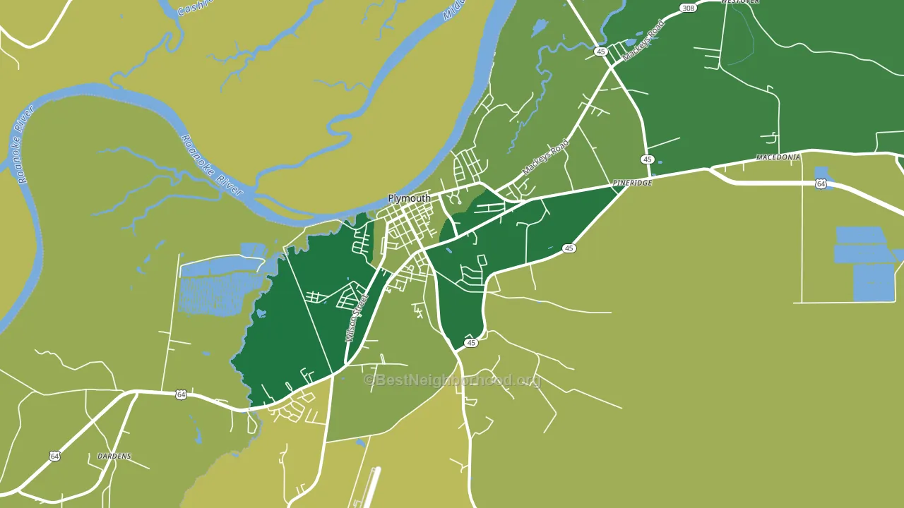 Plymouth, NC block-group voter-turnout map