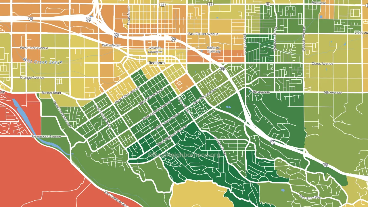 Plymouth Village, Redlands, CA block-group voter-turnout map