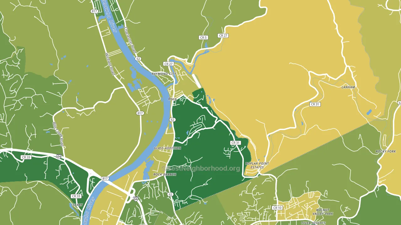 Poca, WV block-group voter-turnout map