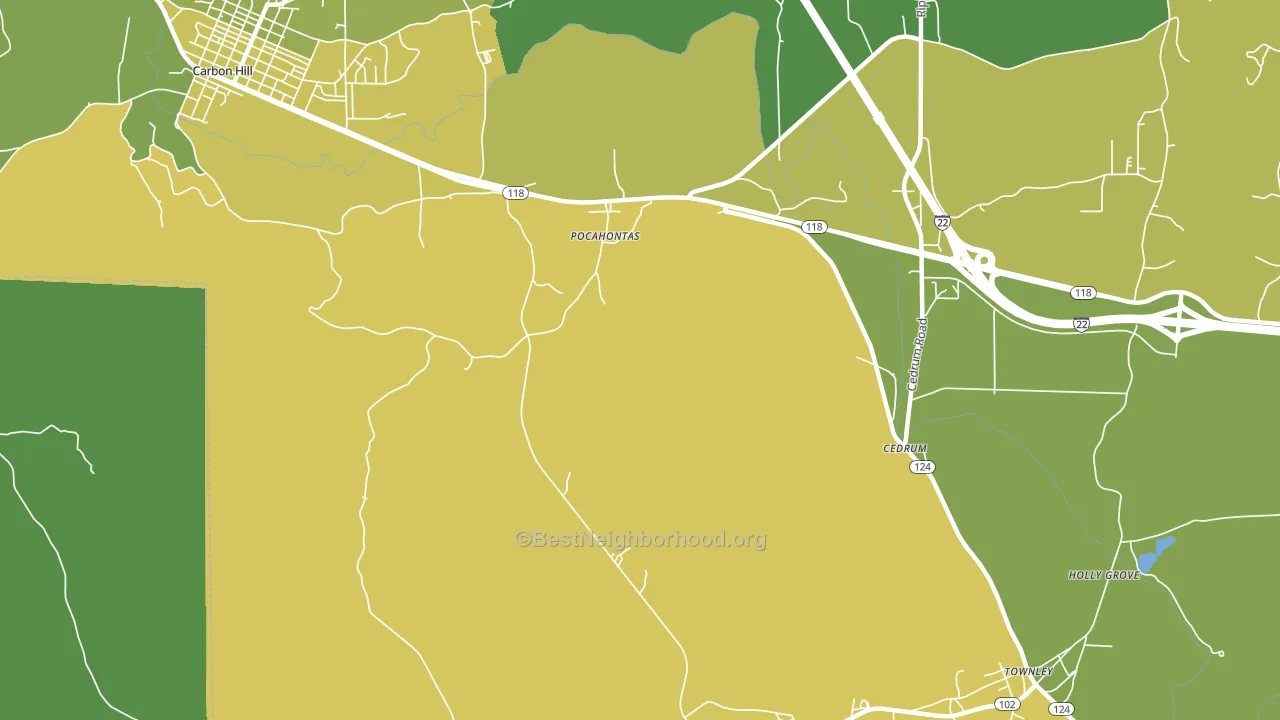 Pocahontas, AL block-group voter-turnout map
