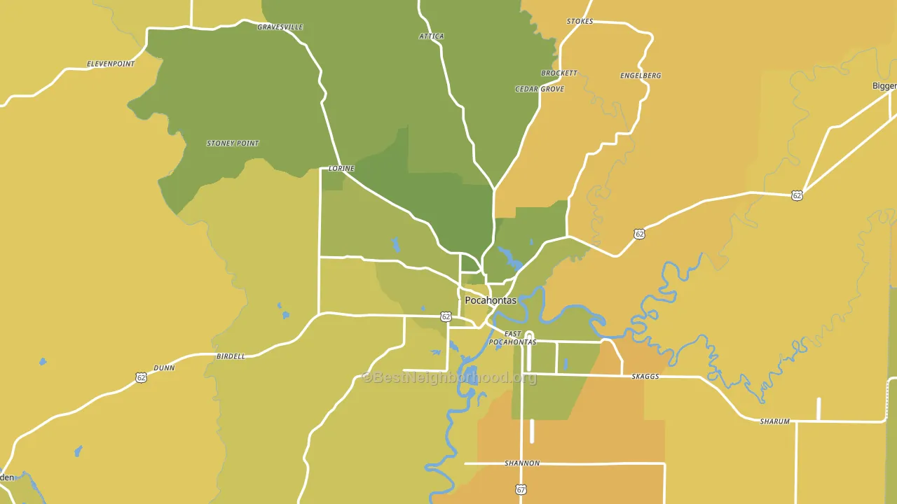Pocahontas, AR block-group voter-turnout map