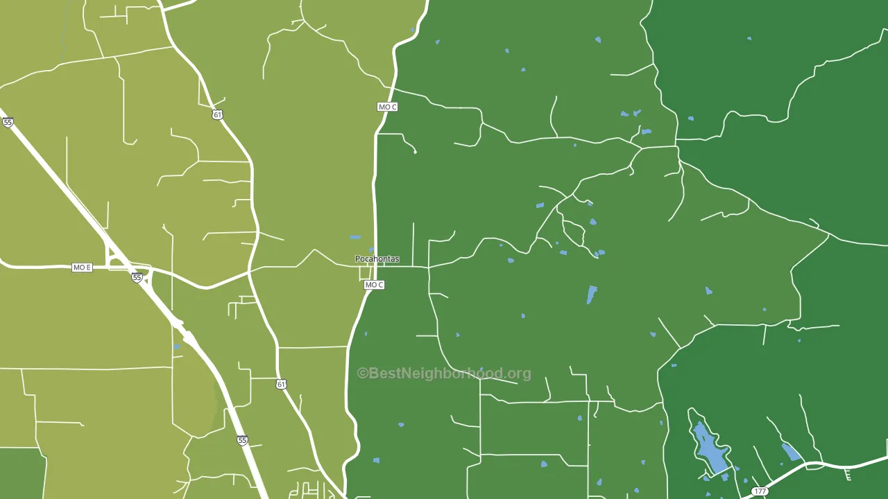 Pocahontas, MO block-group voter-turnout map
