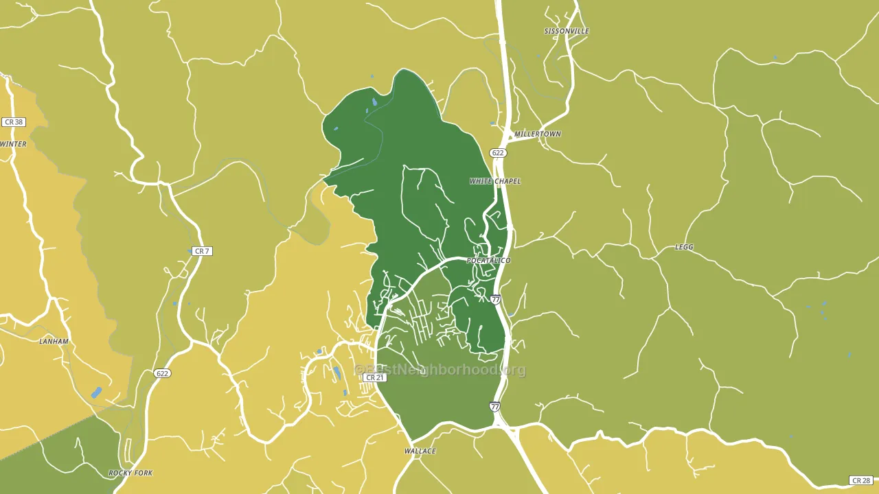 Pocatalico, WV block-group voter-turnout map