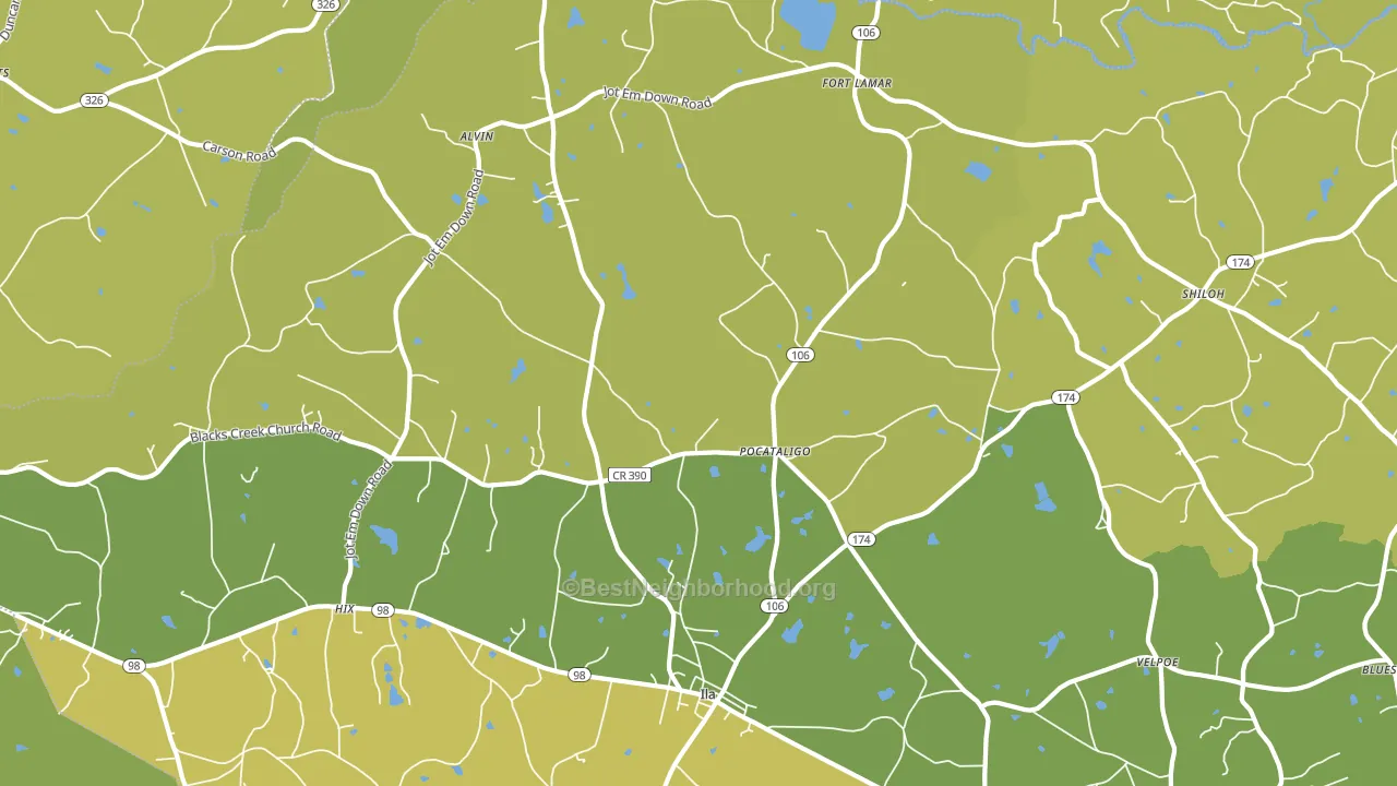 Pocataligo, GA block-group voter-turnout map