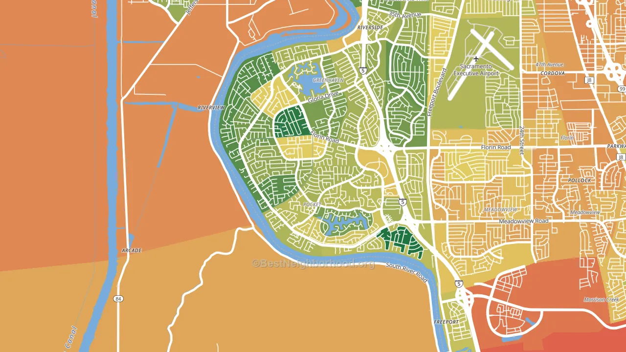 Pocket, Sacramento, CA block-group voter-turnout map