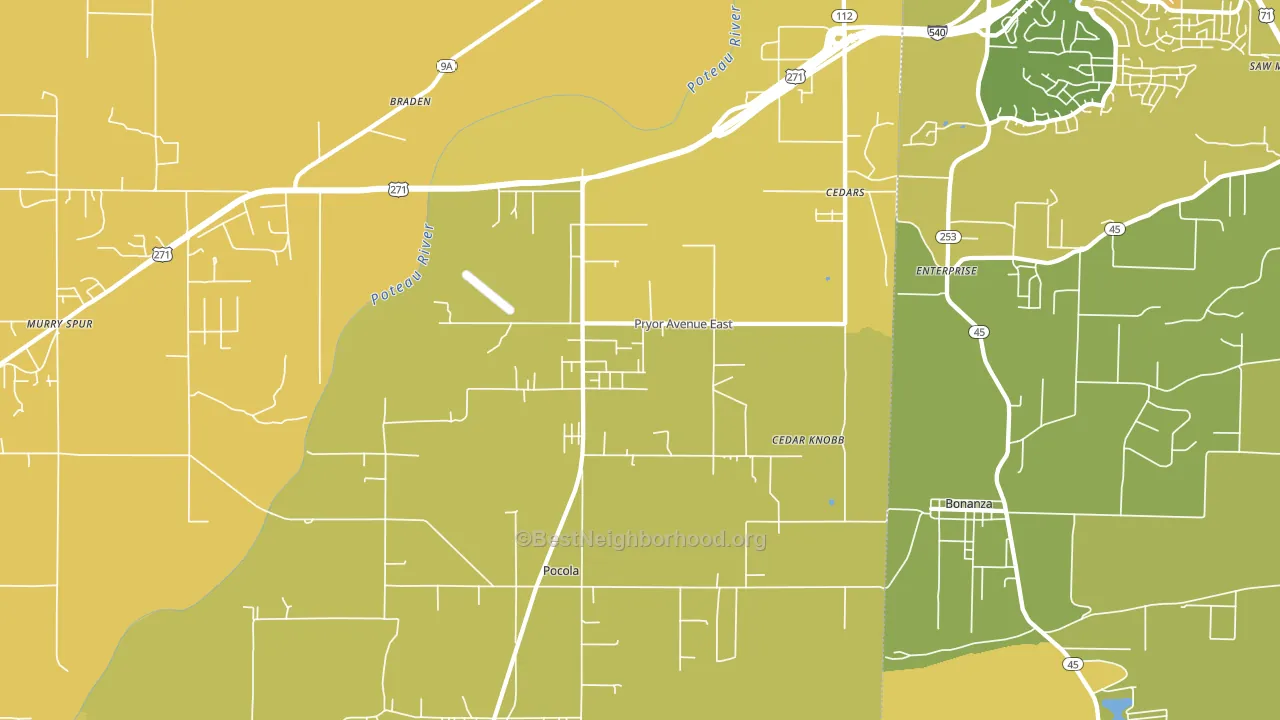 Pocola, OK block-group voter-turnout map