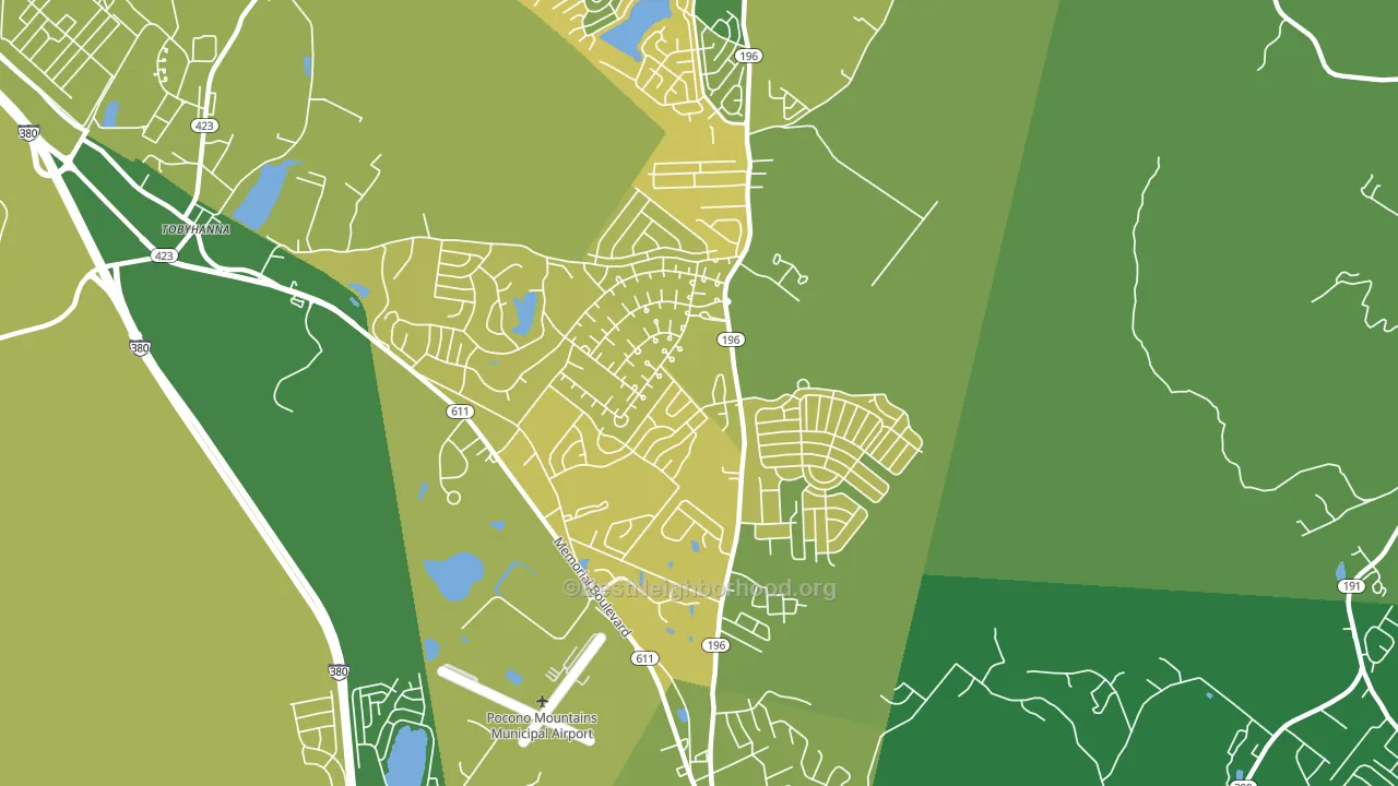 Pocono Farms, Tobyhanna, PA block-group voter-turnout map