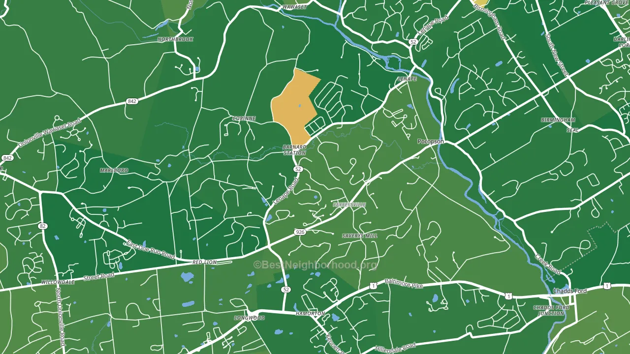 Pocopson, PA block-group voter-turnout map