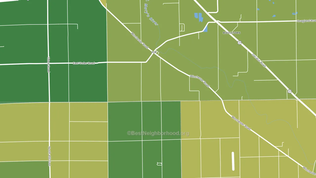 Poe, IN block-group voter-turnout map