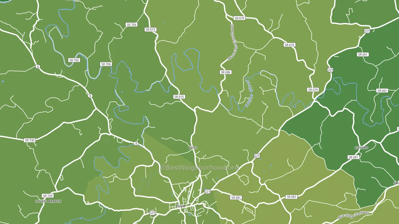 Poff, VA block-group voter-turnout map