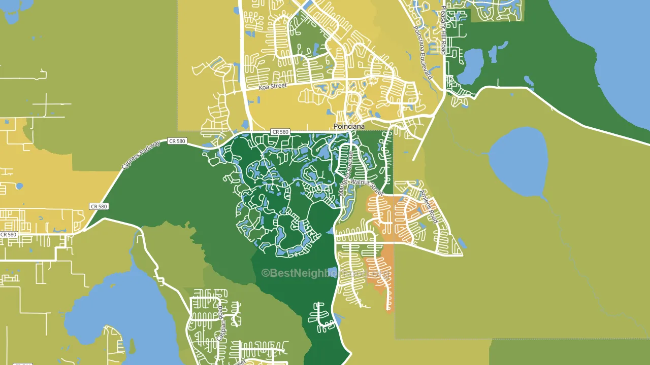 Poinciana, FL block-group voter-turnout map
