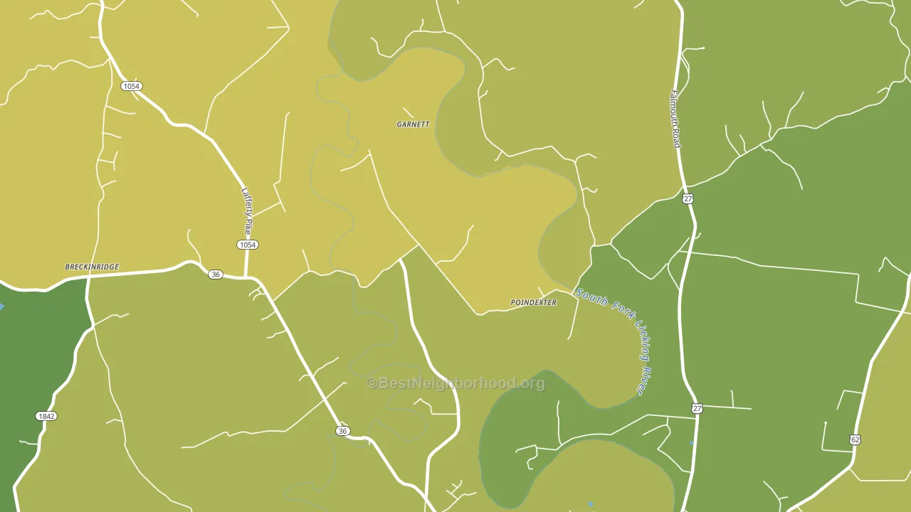 Poindexter, KY block-group voter-turnout map